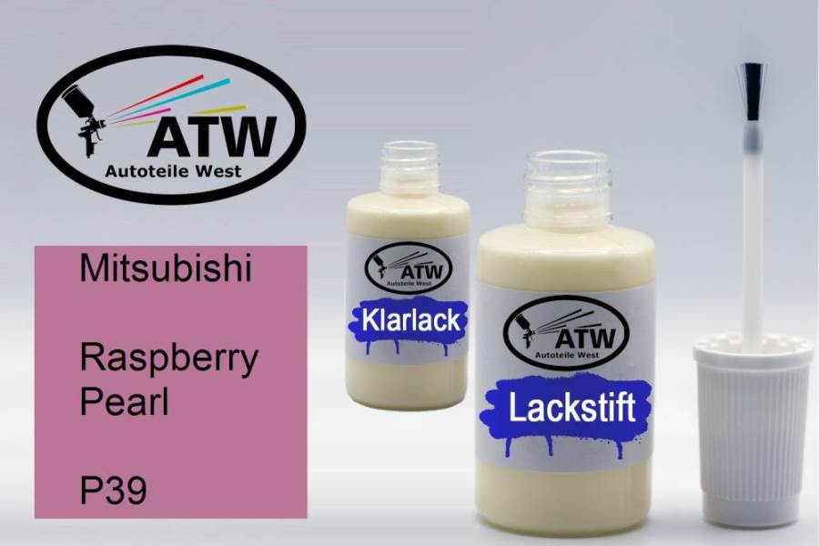 Mitsubishi, Raspberry Pearl, P39: 20ml Lackstift + 20ml Klarlack - Set, von ATW Autoteile West.